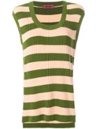 The Gigi Ribbed Striped Vest Top - Green