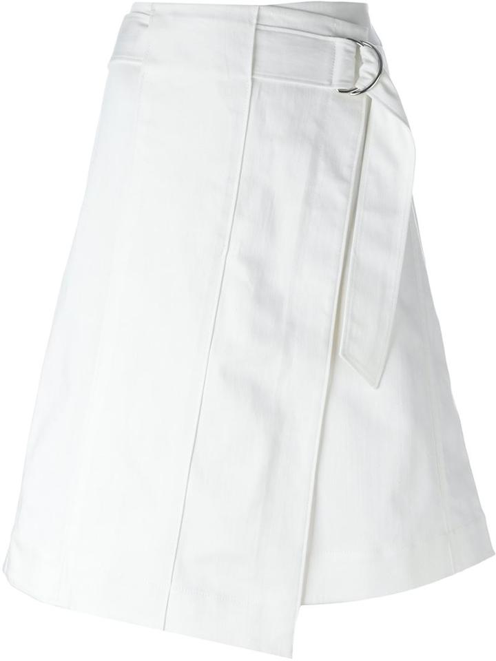 Tory Burch Asymmetric Wrap Skirt, Women's, Size: 2, White, Cotton/polyester/spandex/elastane