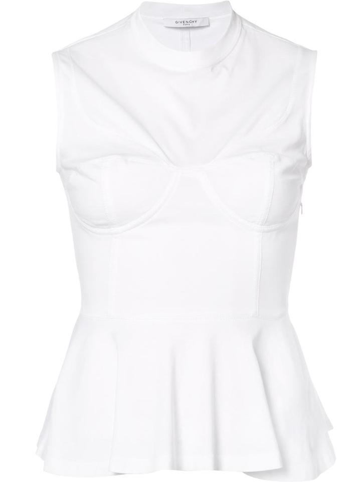 Givenchy Corset Detail Peplum Top, Women's, Size: 40, White, Cotton
