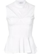 Givenchy Corset Detail Peplum Top, Women's, Size: 40, White, Cotton