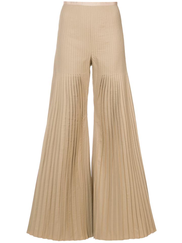 Huishan Zhang Pleated Palazzo Pants - Brown