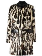 Carven Faux Fur Patterned Coat, Women's, Size: 36, Black, Modacrylic/acetate/viscose/polyurethane