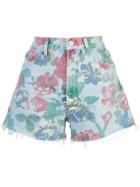 Citizens Of Humanity Floral Print Denim Shorts - Blue