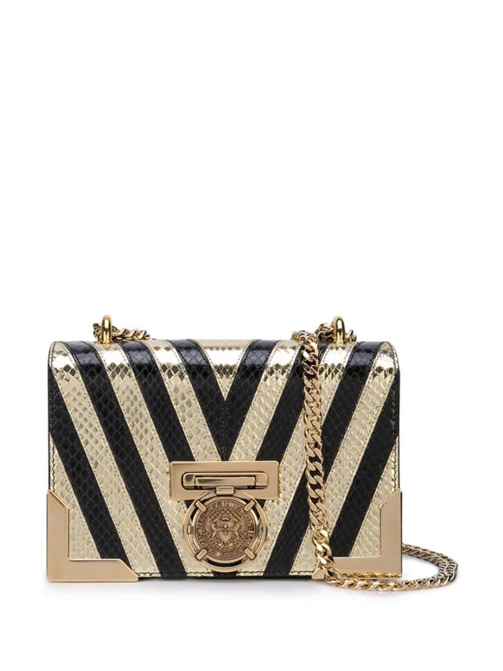 Balmain Striped Box Bag - Black