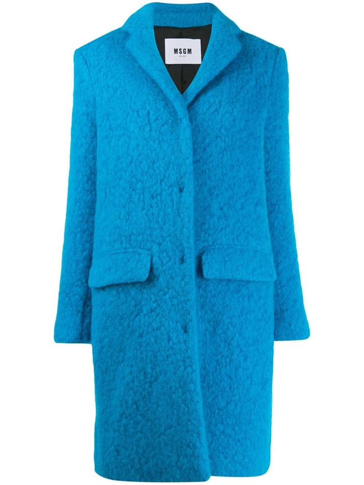 Msgm Oversized Teddy Coat - Blue