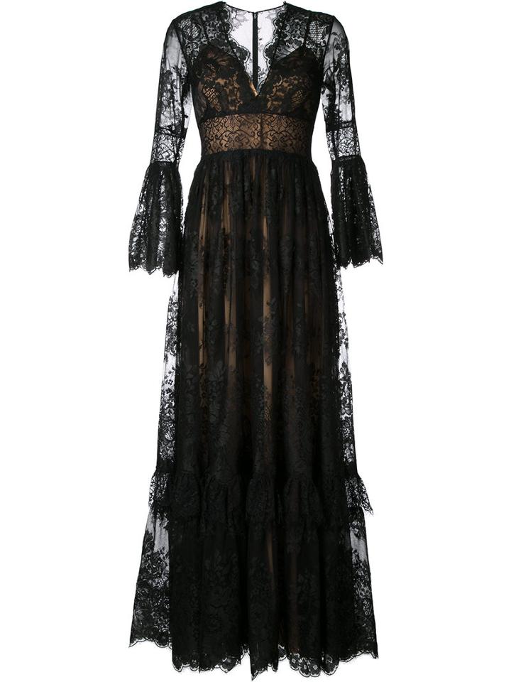Zuhair Murad Lace Flared Gown, Women's, Size: 42, Black, Silk/polyamide
