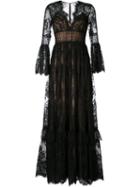 Zuhair Murad Lace Flared Gown, Women's, Size: 42, Black, Silk/polyamide