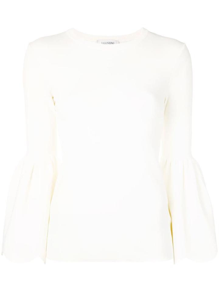 Valentino Bell-sleeved Sweater - White