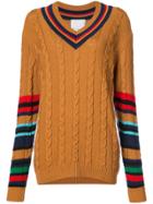 Paul Memoir Cable-knit V-neck Jumper - Brown