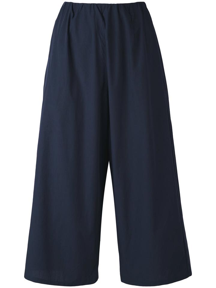 Apuntob - Cropped Trousers - Women - Cotton - S, Blue, Cotton