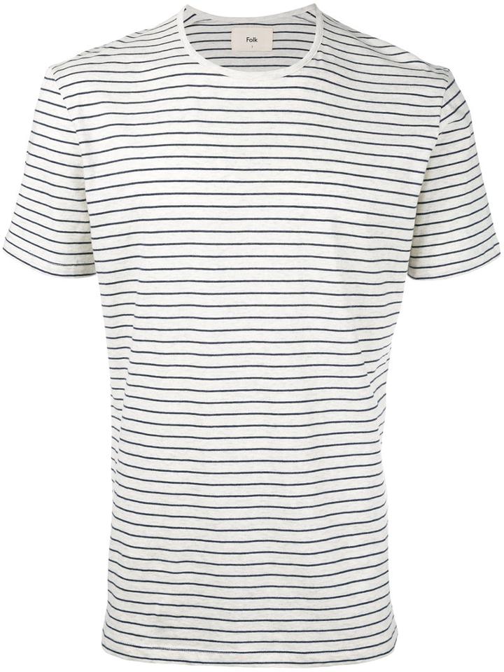Folk - Striped Melange T-shirt - Men - Cotton - 2, Nude/neutrals, Cotton