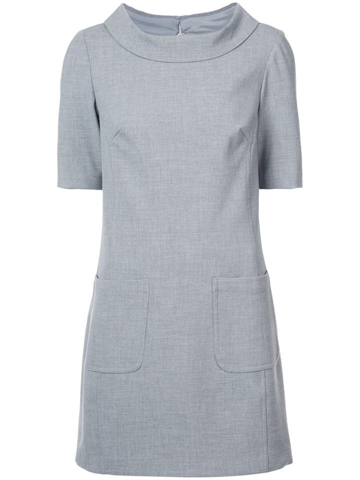 Trina Turk Folded Shawl Collar Dress - Grey