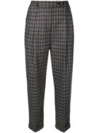 Brag-wette Checked Cropped Trousers - Grey