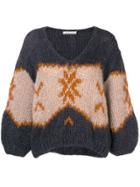 Mes Demoiselles V-neck Bell Sleeve Jumper - Grey