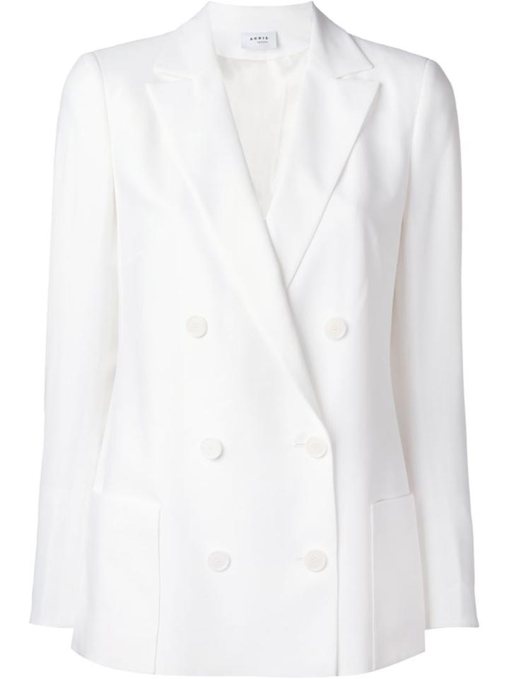 Akris Double Breasted Blazer, Women's, Size: 42, White, Viscose/acetate
