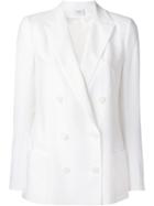 Akris Double Breasted Blazer, Women's, Size: 42, White, Viscose/acetate