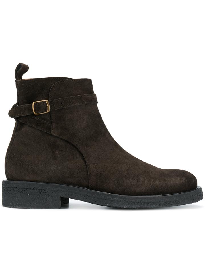 Ami Alexandre Mattiussi Strap Boots With Crepe Sole - Brown