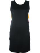 Msgm Colour Block Side Detail Shift Dress, Women's, Size: 42, Black, Acetate/viscose/polyester