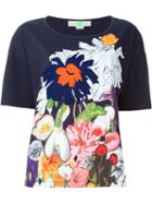 Stella Mccartney Floral Print T-shirt, Women's, Size: 40, Blue, Cotton/polyamide/spandex/elastane