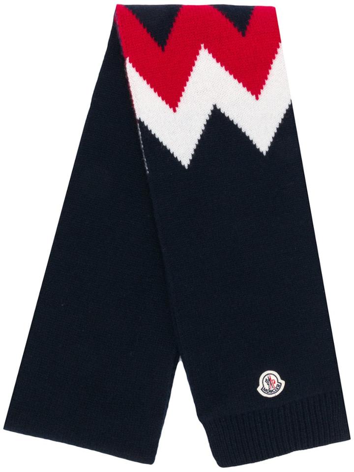 Moncler Colour-block Logo Scarf - Blue