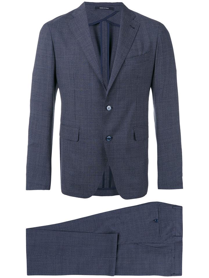 Tagliatore - Grid Two-button Suit - Men - Cupro/virgin Wool - 46, Blue, Cupro/virgin Wool