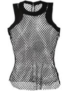 Sacai Fishnet Tank Top, Women's, Size: 4, Black, Cotton