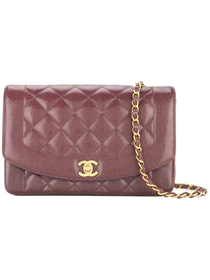Chanel Vintage Diana Quilted Chain Shoulder Bag - Red