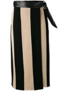 Petar Petrov Striped Skirt, Women's, Size: 38, Black, Cotton/lamb Skin