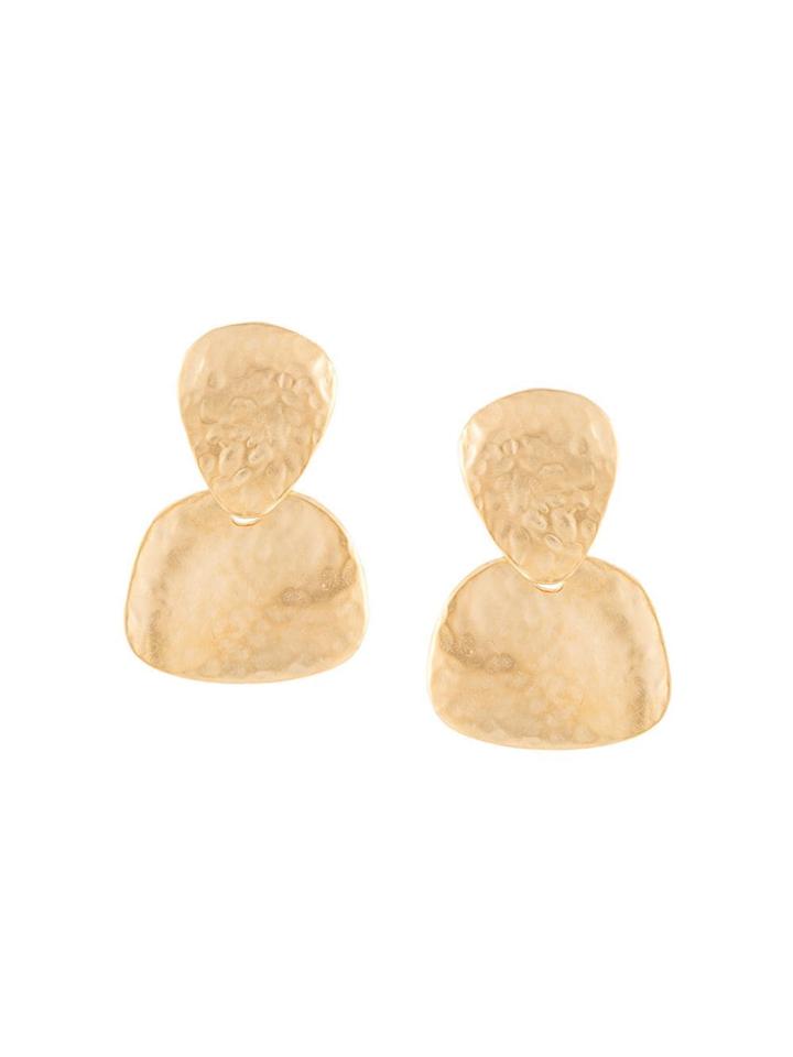 Kenneth Jay Lane Hammered Double Drop Earrings - Gold
