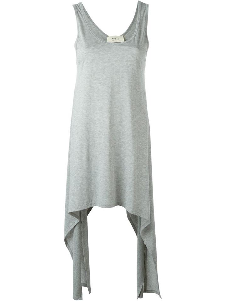 Ports 1961 Long Trapeze Hem Top, Women's, Size: S, Grey, Cotton