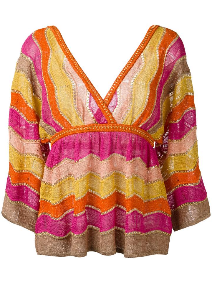 M Missoni Metallic Knitted Blouse, Women's, Size: 42, Yellow/orange, Polyamide/viscose/metallic Fibre/cotton