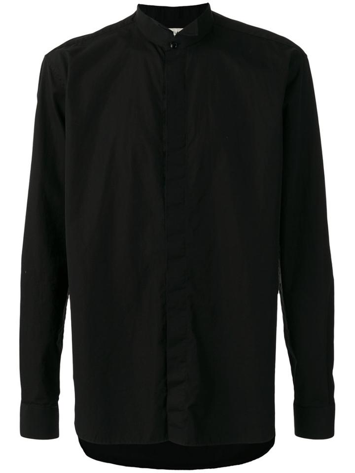 Saint Laurent Cutaway Collar Shirt, Men's, Size: 40, Black, Cotton