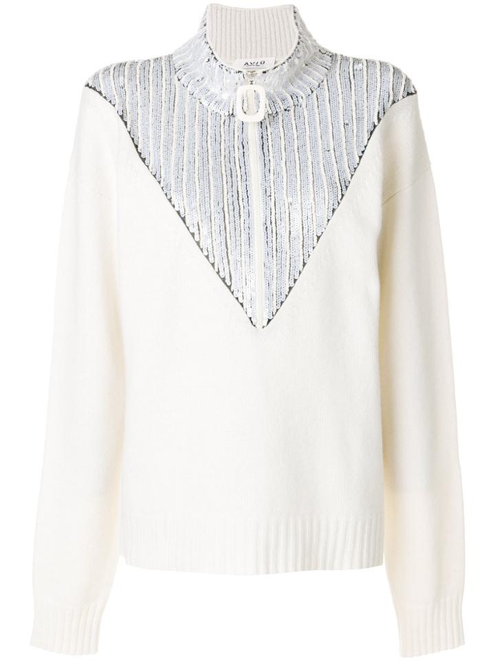 Aviù Sequin Embellished Jumper - White