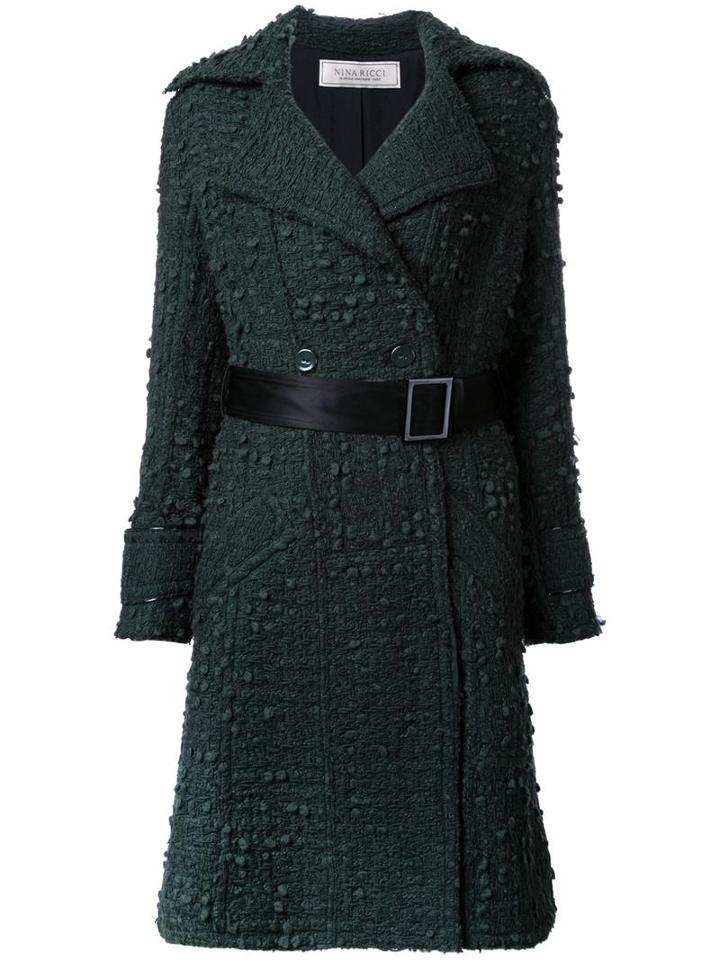 Nina Ricci Belted Coat, Women's, Size: 38, Green, Polyamide/wool