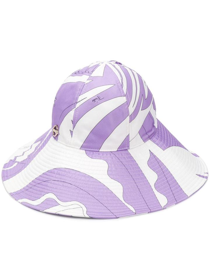 Emilio Pucci Colour Block Wide Brim Hat - White