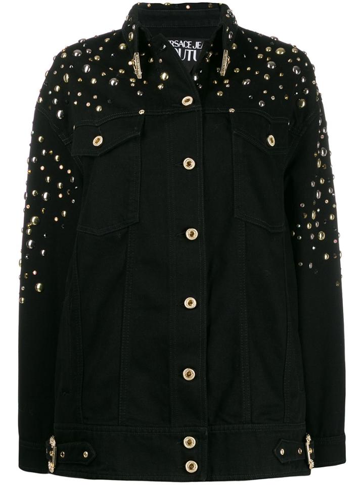 Versace Jeans Couture Oversized Studded Denim Jacket - Black
