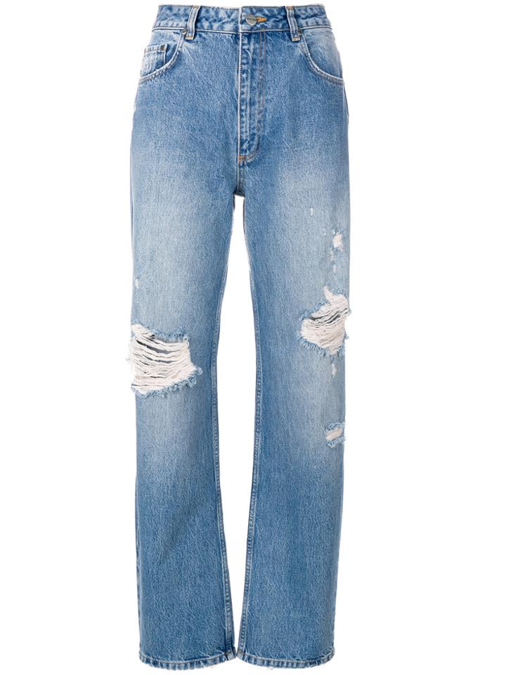 Anine Bing Leigh Ripped Boyfriend Jeans - Blue