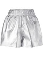 Manokhi Pull-on Leather Shorts - Silver