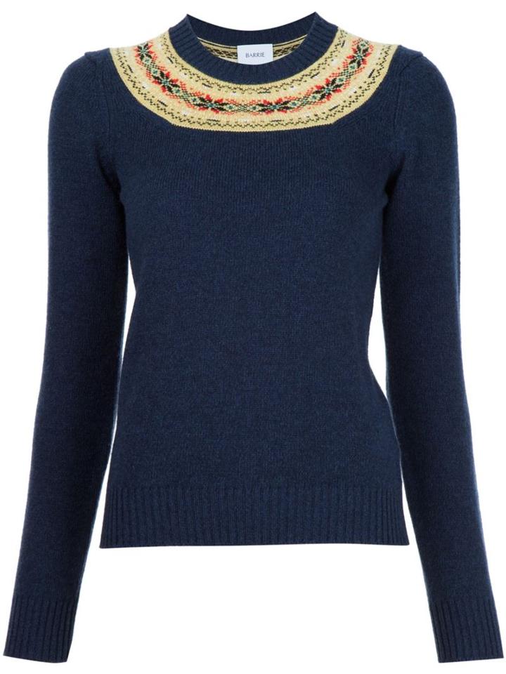 Barrie Cashmere Fair Isle Jumper, Women's, Size: Medium, Blue, Cashmere