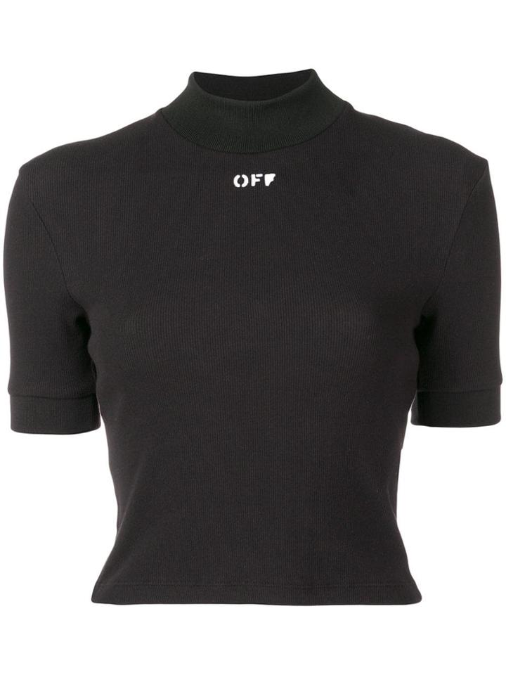 Off-white Cropped High Neck T-shirt - Black
