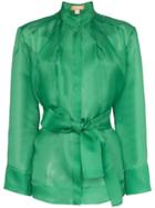 Matériel Gathered Belted Blouse - Green