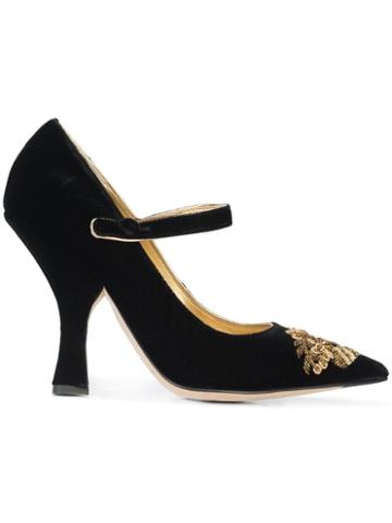 Dolce & Gabbana Pre-owned Embroidered High Mary Janes - Black