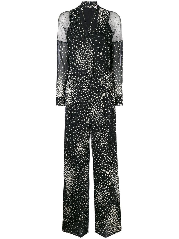 Red Valentino - Star Print Jumpsuit - Women - Silk/polyamide/polyester/spandex/elastane - 44, Black, Silk/polyamide/polyester/spandex/elastane