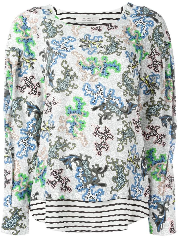 Dorothee Schumacher Floral Print Blouse, Women's, Size: 2, White, Viscose/silk