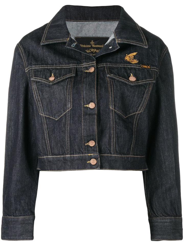 Vivienne Westwood Anglomania Logo Cropped Denim Jacket - Blue