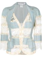 Christian Dior Vintage Lace And Crochet Insert Jacket - Blue