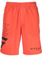 Givenchy Logo Printed Track Shorts - Orange