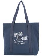 Maison Kitsuné Logo Shopper Tote Bag - Blue