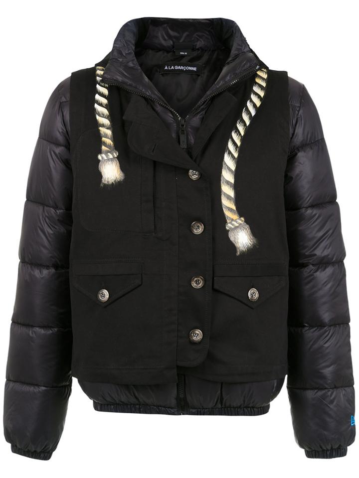 À La Garçonne Vest Detail Puffer Jacket - Black