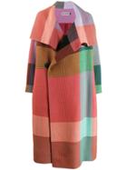 Issey Miyake Checked Oversized Coat - Orange